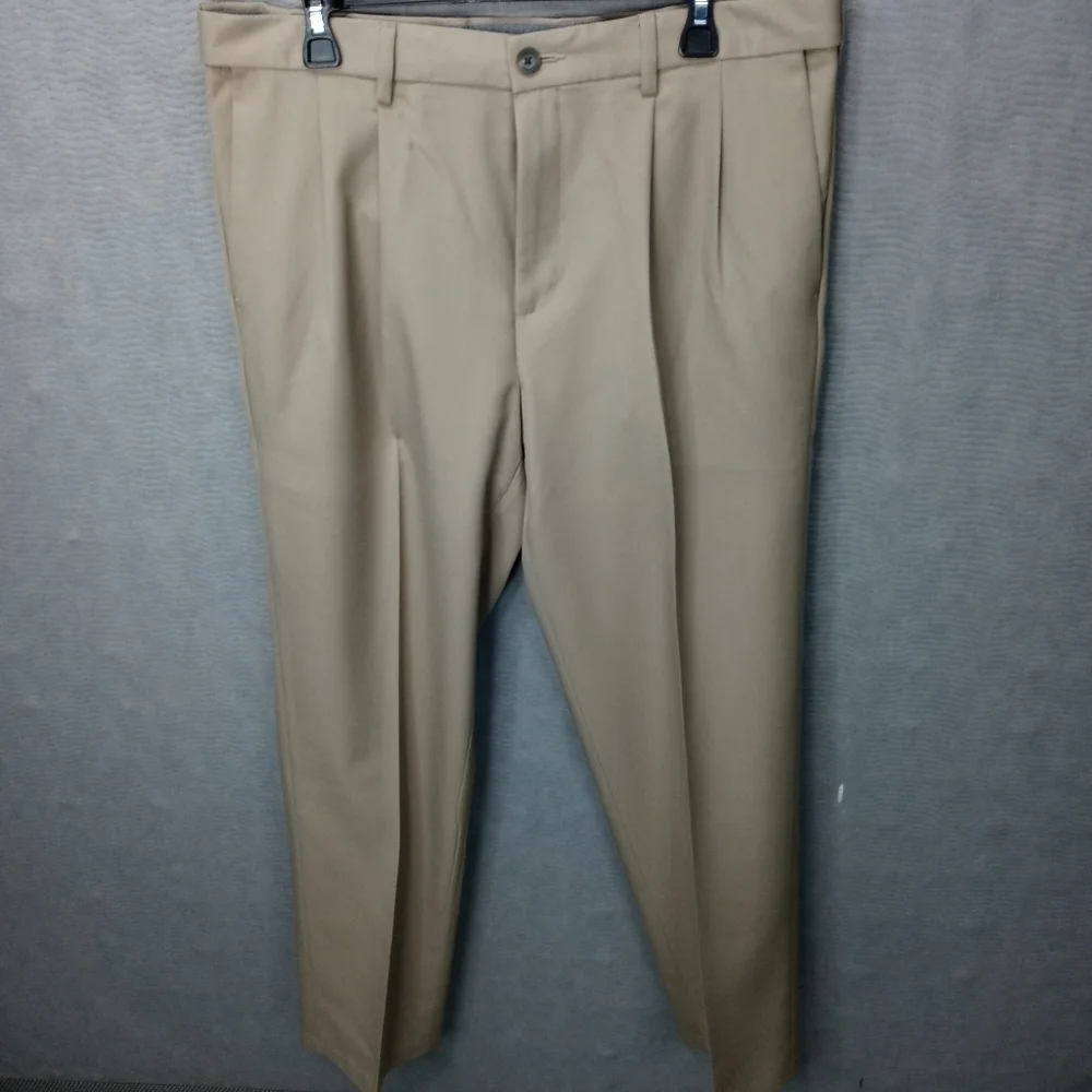 Amazon Essentials men's khaki pleat front polyeste
